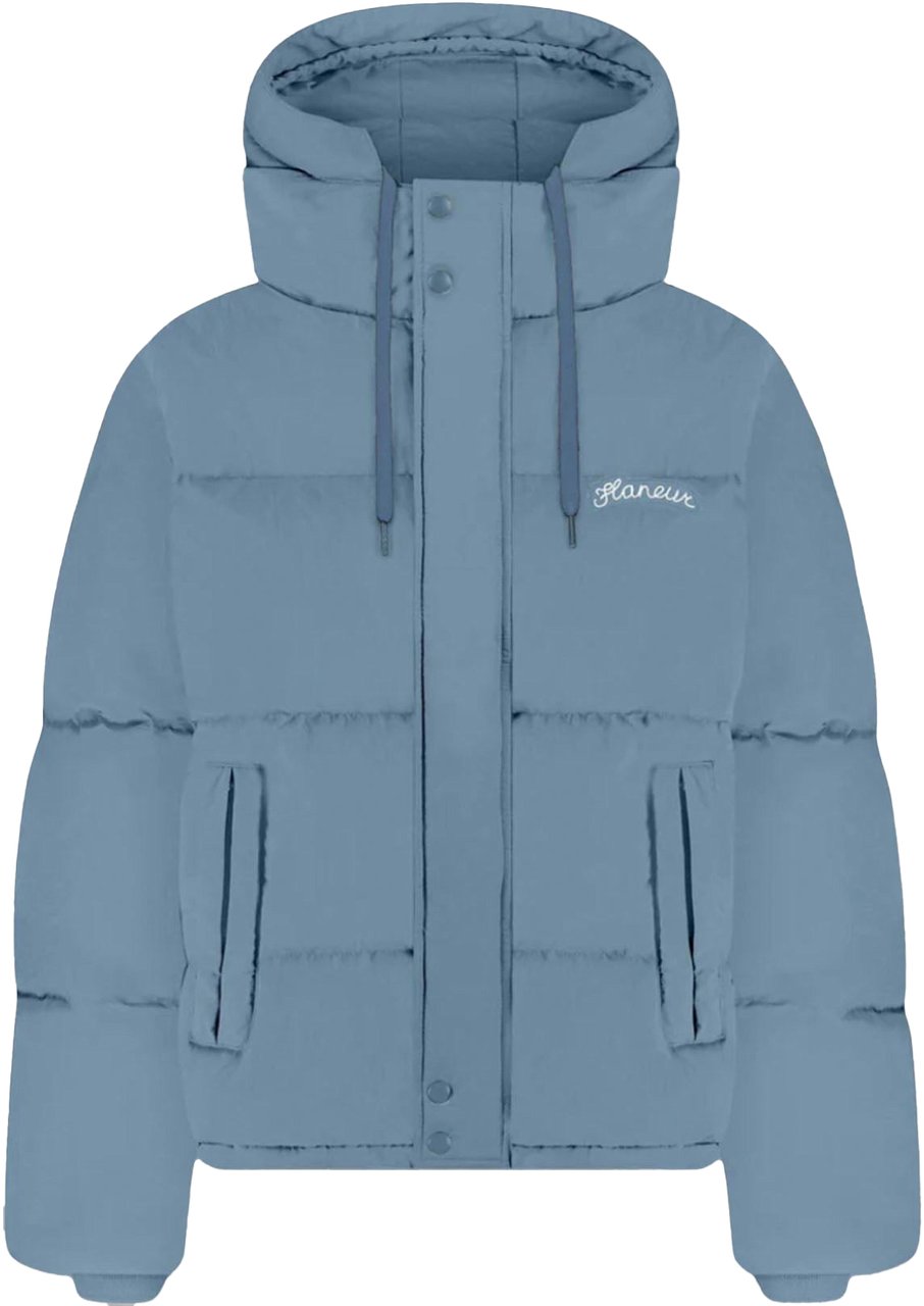 FLÂNEUR SIGNATURE LOGO PUFFER JACKET Light Blue Blauw
