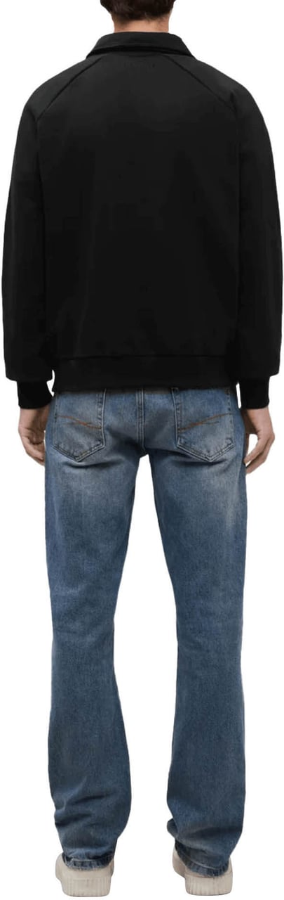 FLÂNEUR SIGNATURE LOGO RAGLAN HALF ZIP POLO SHIRT BLACK Zwart