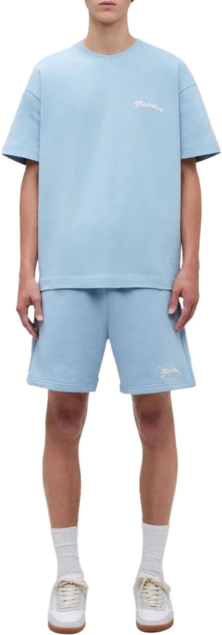 FLÂNEUR SIGNATURE LOGO T-SHIRT LIGHT BLUE Blauw