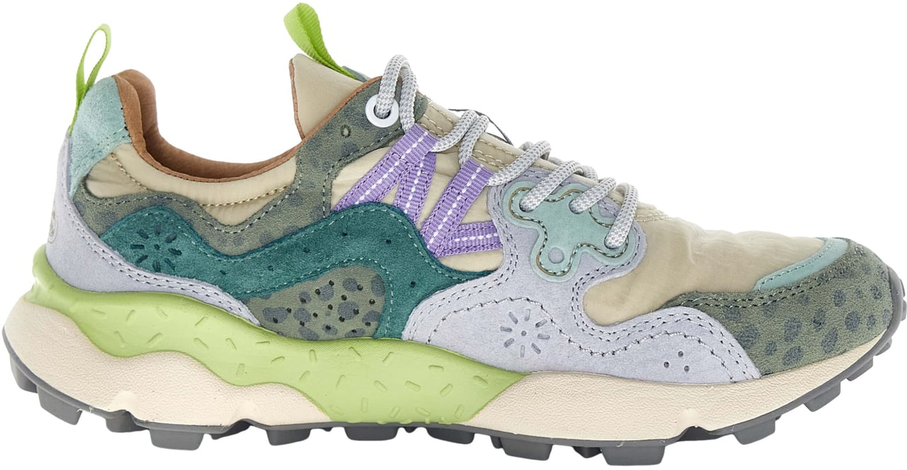 Flower Mountain Sneaker Flower Mountain Yamano 3 suede maculato salvia e tessuto tecnico sabbia Groen