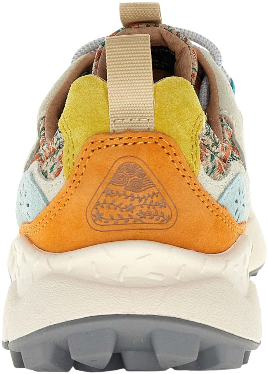 Flower Mountain Sneaker Flower Mountain modello Yamano 3 suede biscotto e canvas a fiorellini Beige