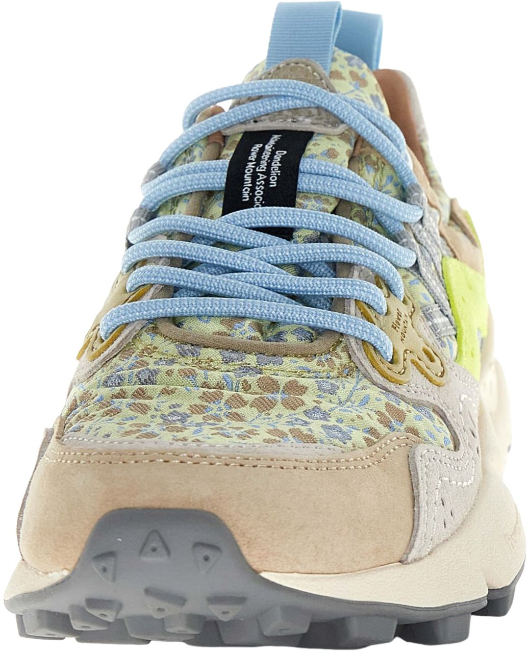 Flower Mountain Sneaker Flower Mountain modello Yamano 3 in suede beige e canvas giallino a fiorellini Beige