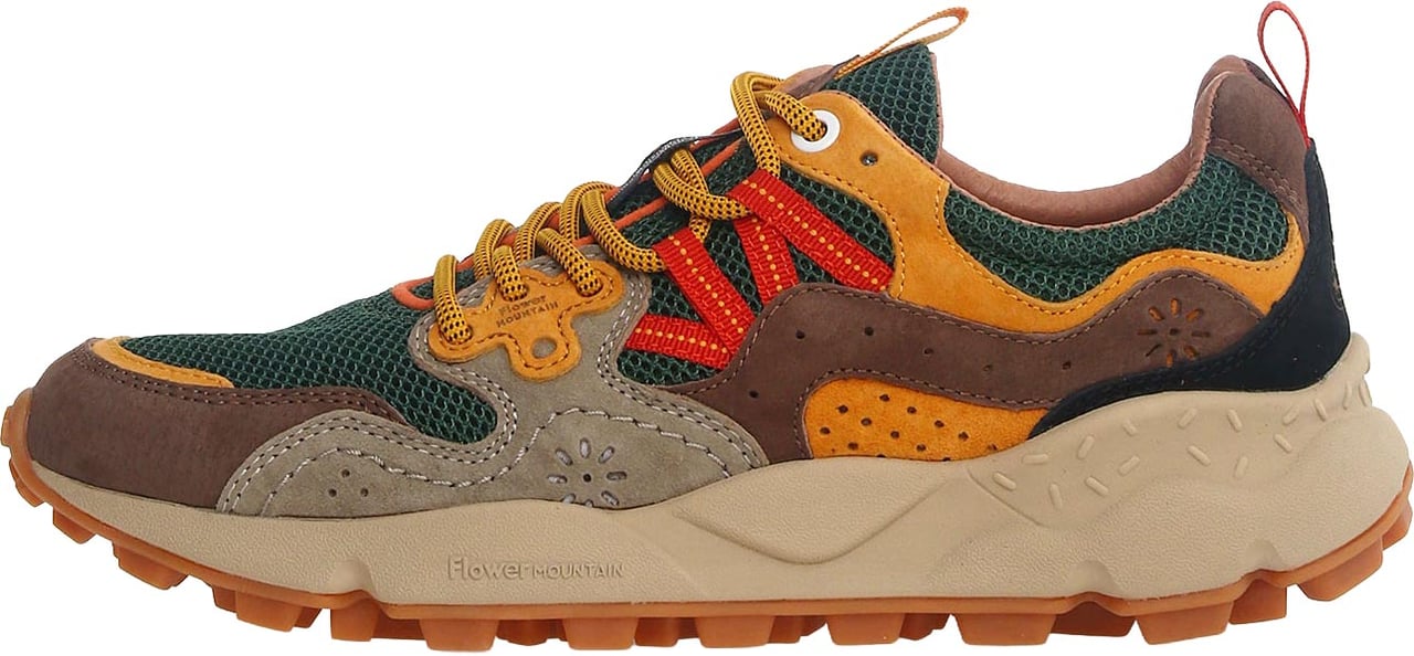 Flower Mountain Sneakers Yamano 3 Uni Suede-Nylon Mesh Taupe/Green/Ocra Taupe