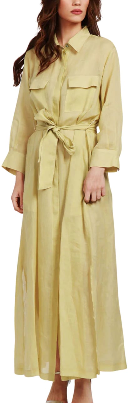 Forte Forte Green Cupro Shirt Dress With Belt Neutraal