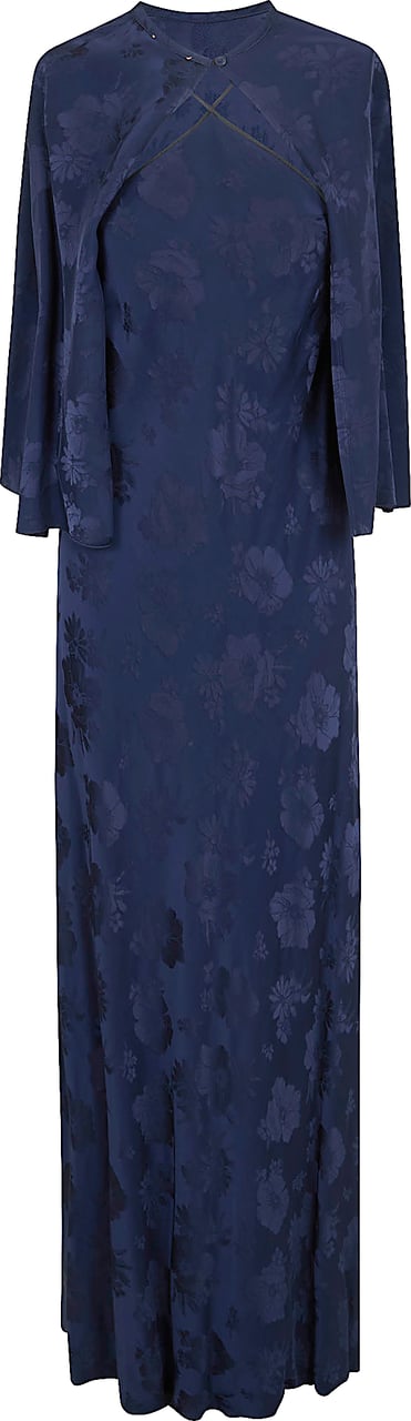 Forte Forte FORTE FORTE fluid bouquet jacquard bias dress with cape Lichtblauw