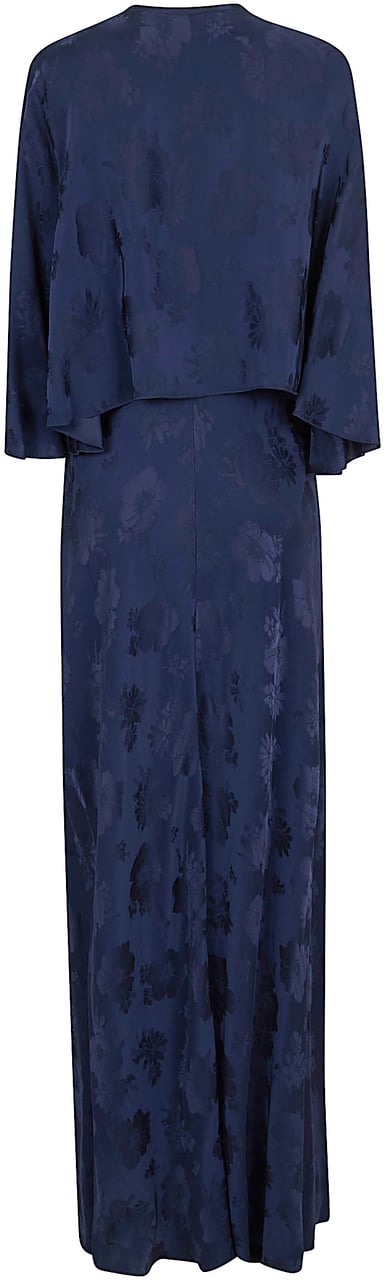 Forte Forte FORTE FORTE fluid bouquet jacquard bias dress with cape Lichtblauw