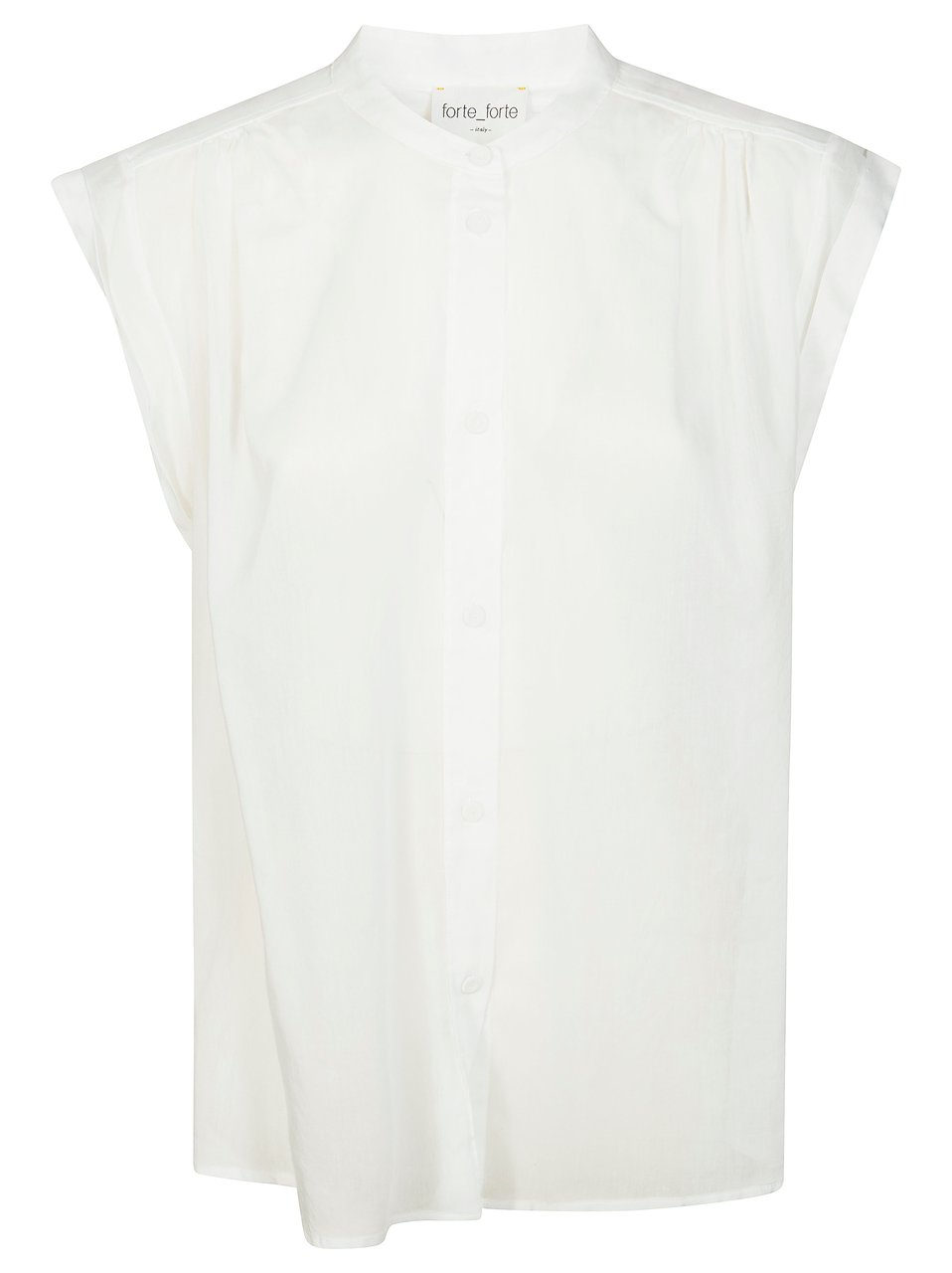 Forte Forte Sheer Mandarin Collar Blouse Wit