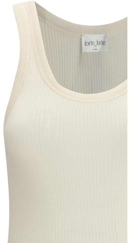 Forte Forte Forte_Forte Beige Wool Oves Aries Sleeveles T-Shirt Beige