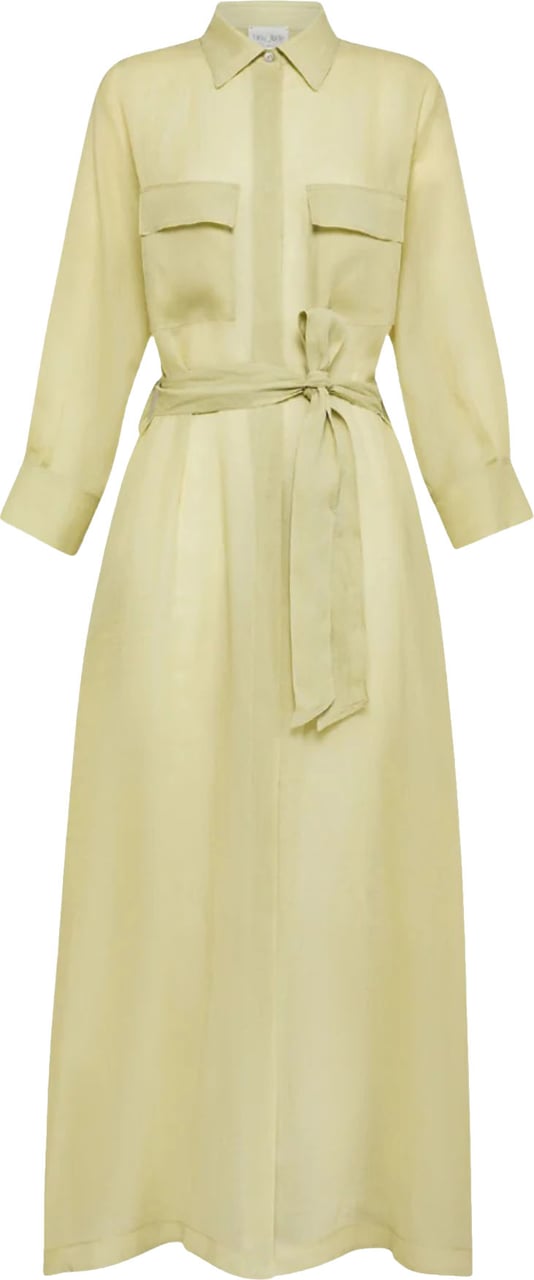 Forte Forte Green Cupro Shirt Dress With Belt Neutraal