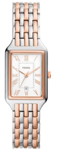 Fossil Fossil Horloge ES5222 Staal Bi-color Roségouden Plating Quartz Rechthoekige Kast Divers