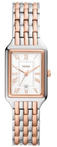 Fossil Fossil Horloge ES5222 Staal Bi-color Roségouden Plating Quartz Rechthoekige Kast Divers