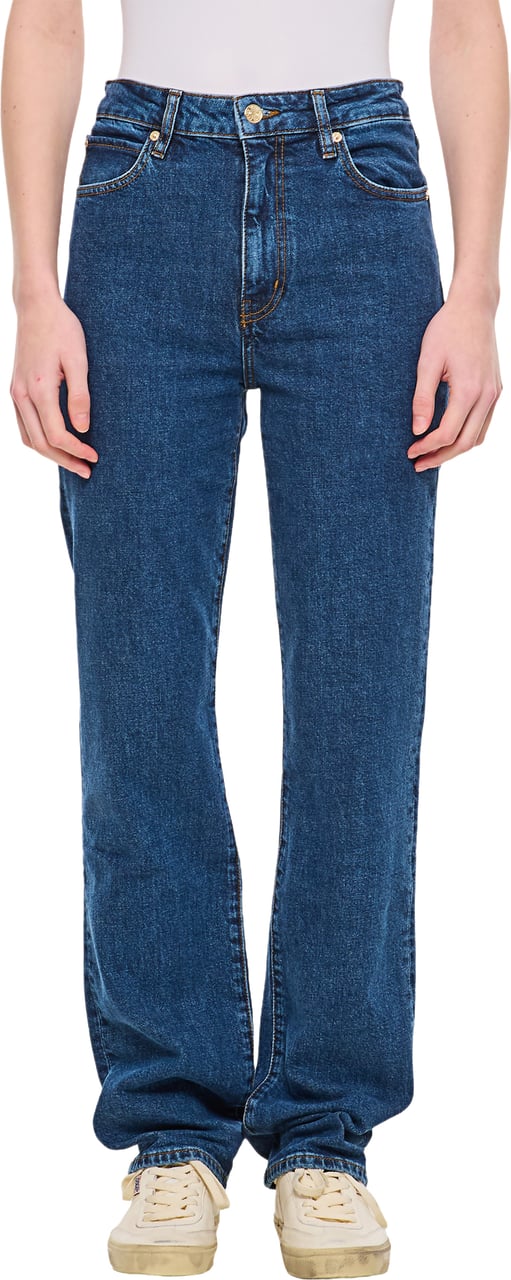 Frame High-Waisted Straight Leg Jeans With Classic Five-Pocket Design Blauw