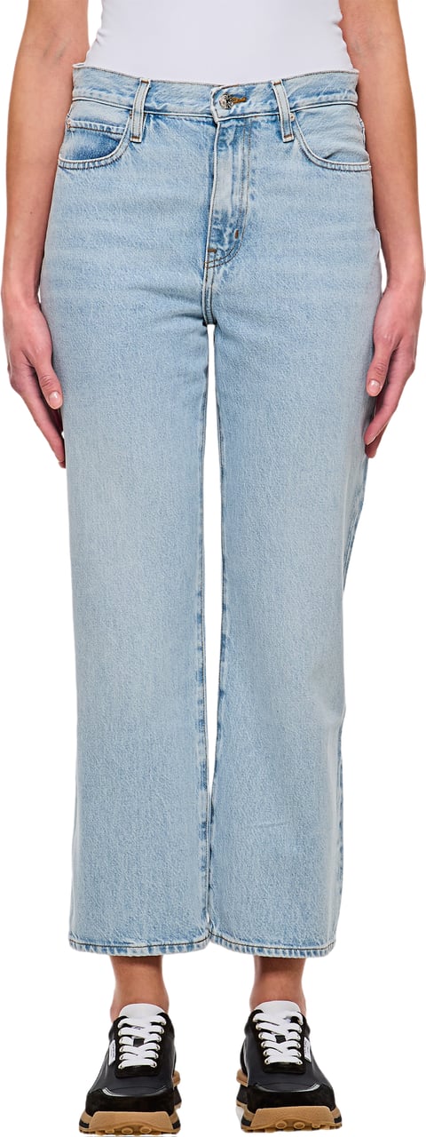 Frame High-Waisted Cropped Jeans With Flared Cut And Concealed Fastening Blauw