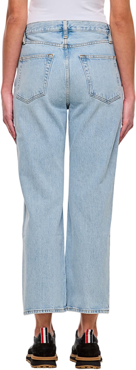 Frame High-Waisted Cropped Jeans With Flared Cut And Concealed Fastening Blauw