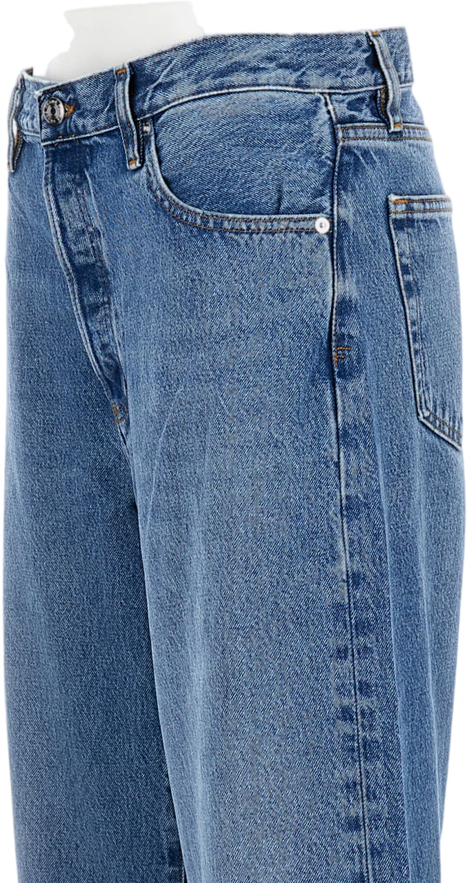 Frame Light Blue Wide Leg Denim Jeans With Classic Five-Pocket Design Blauw