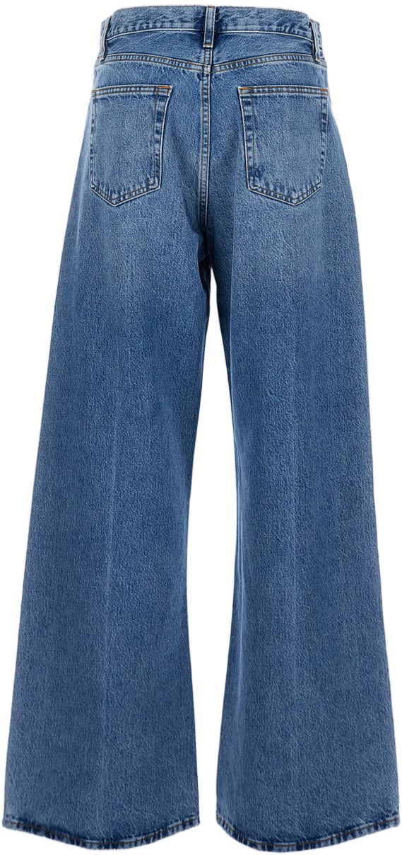Frame Light Blue Wide Leg Denim Jeans With Classic Five-Pocket Design Blauw
