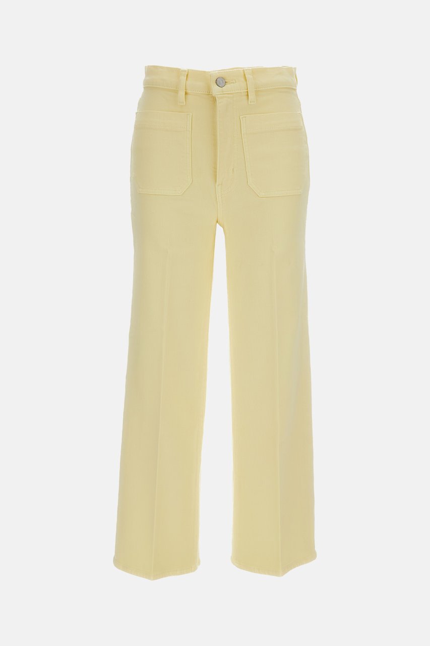 Frame High-Waisted Wide-Leg Trousers with Front Patch Pockets Geel