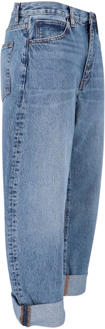 Frame Straight-Leg Design with Mid-Rise Waist and Finish Blauw