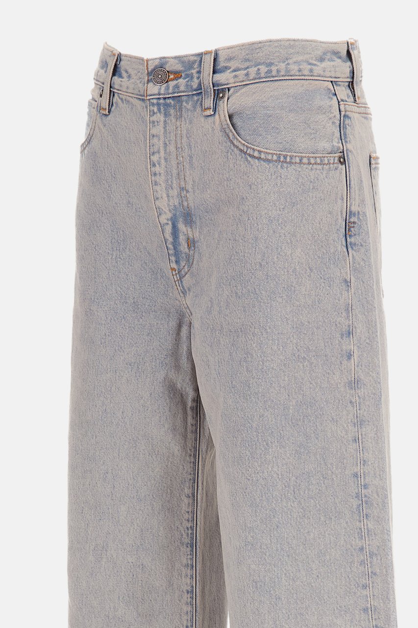 Frame High-Rise Flared Barrel-Leg Jeans in Rigid Cotton Denim Blauw