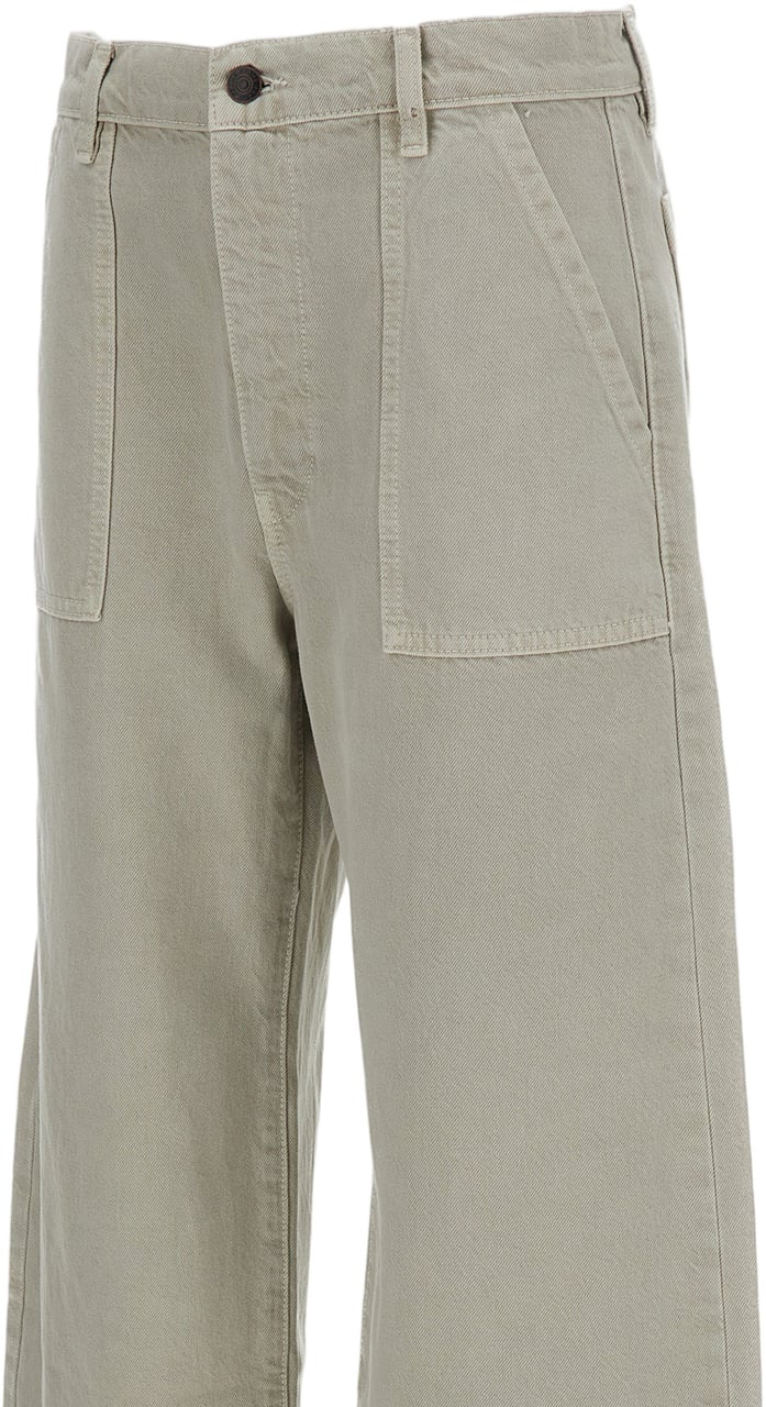 Frame Curved Barrel Leg High-Waisted Cargo Jeans Grijs