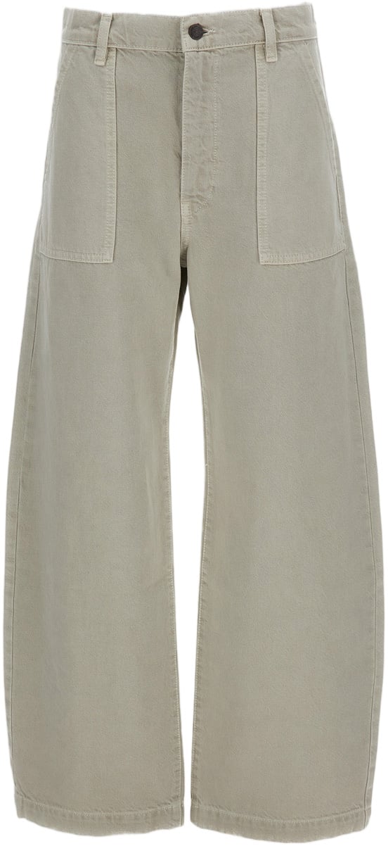 Frame Curved Barrel Leg High-Waisted Cargo Jeans Grijs