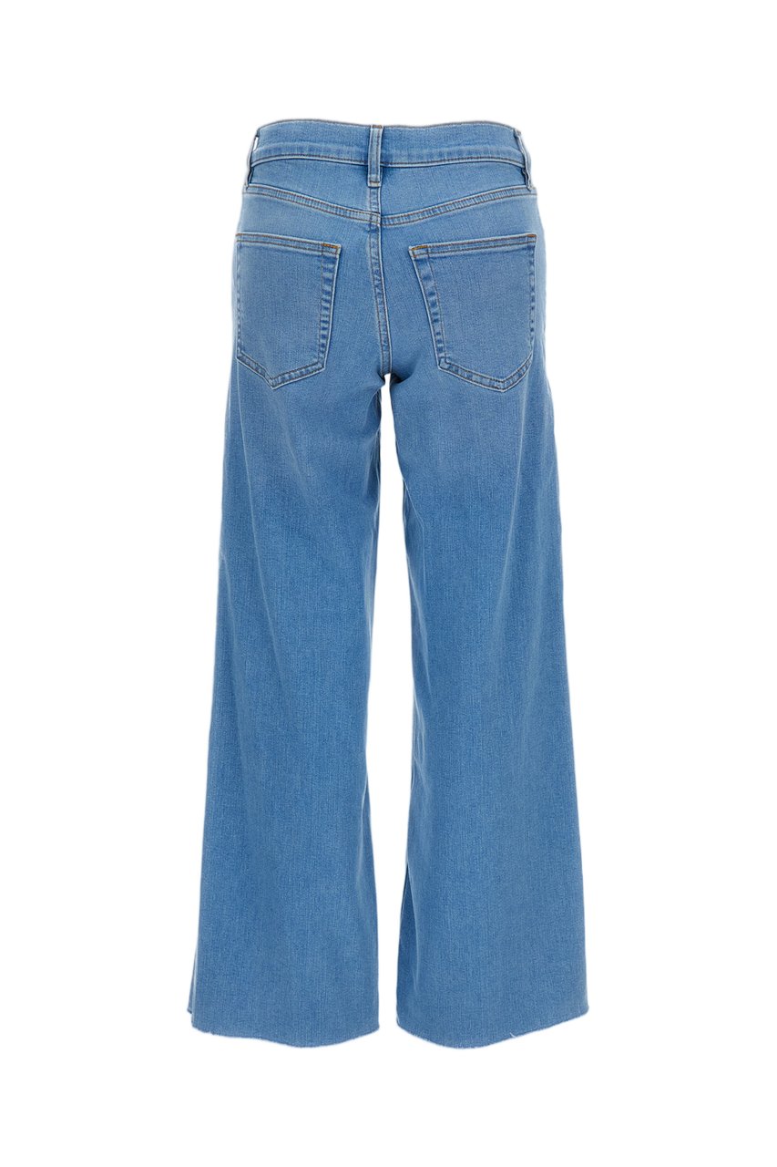 Frame Wide-Leg Light Blue Ankle-Length Jeans with Frayed Hem Blauw