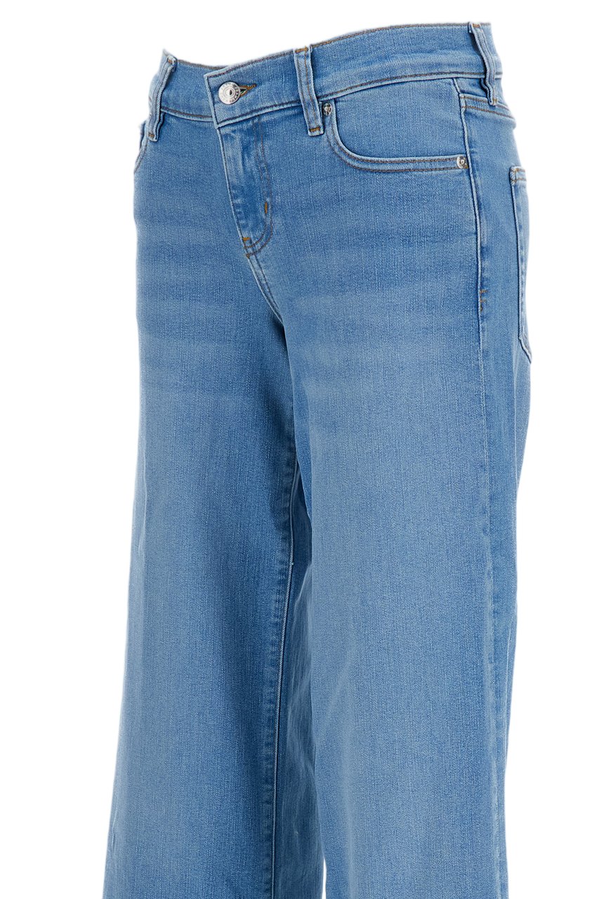 Frame Wide-Leg Light Blue Ankle-Length Jeans with Frayed Hem Blauw