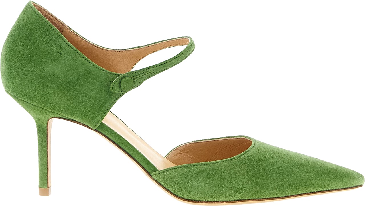 Francesco Russo Bicolor Goatskin Mid Heel Pumps Groen