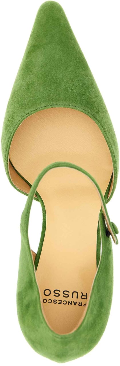 Francesco Russo Bicolor Goatskin Mid Heel Pumps Groen