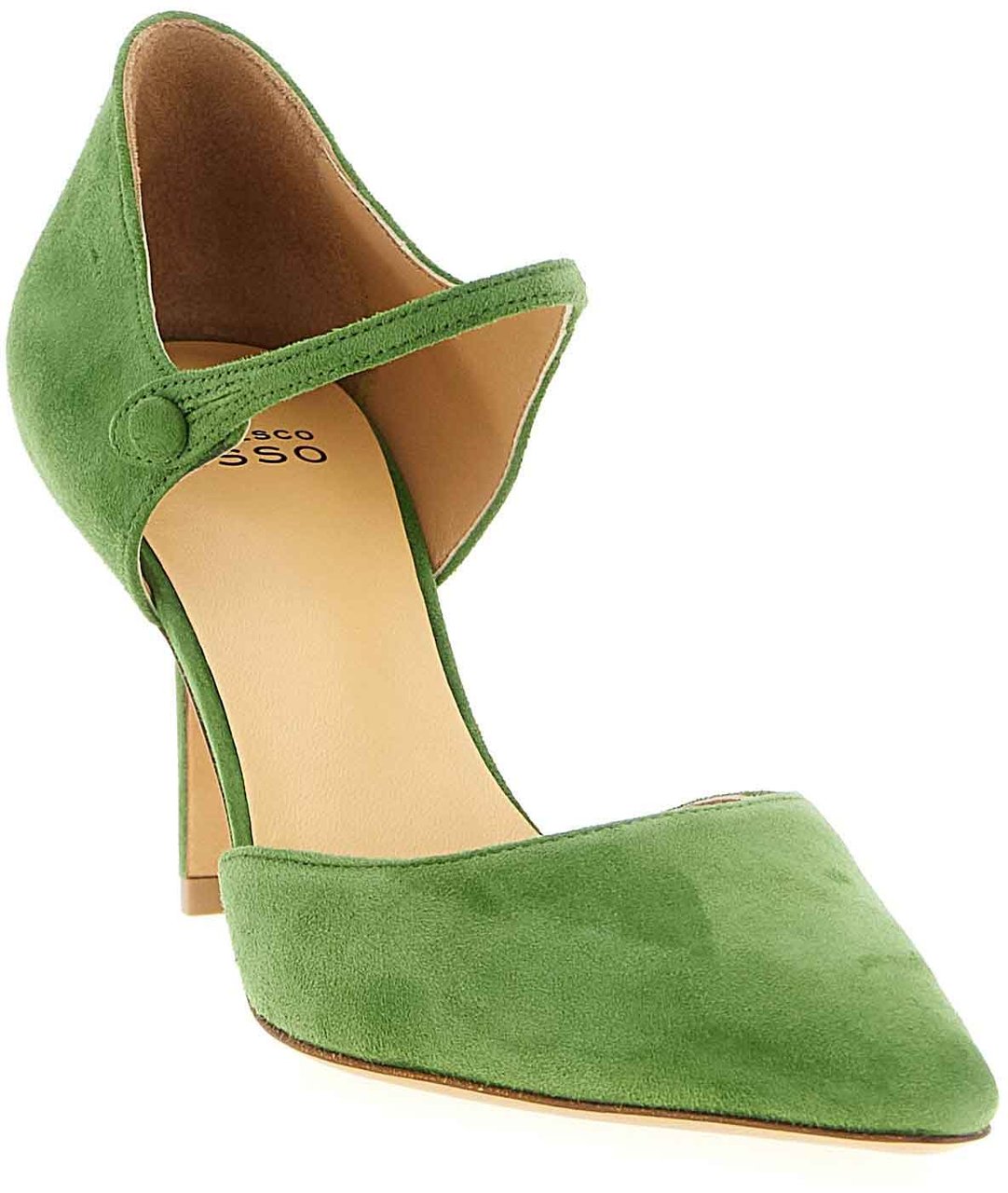 Francesco Russo Bicolor Goatskin Mid Heel Pumps Groen