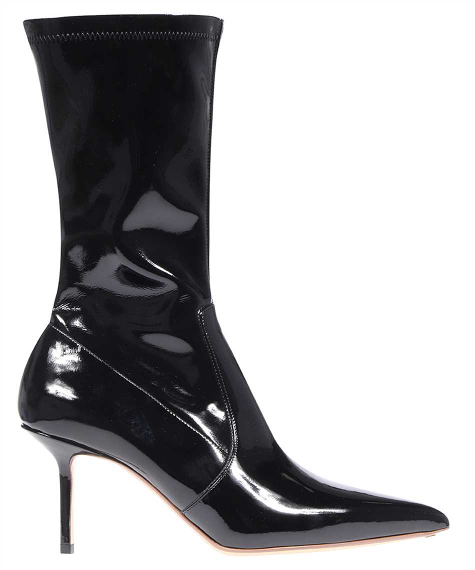 Francesco Russo Patent pointy toe ankle boots Zwart