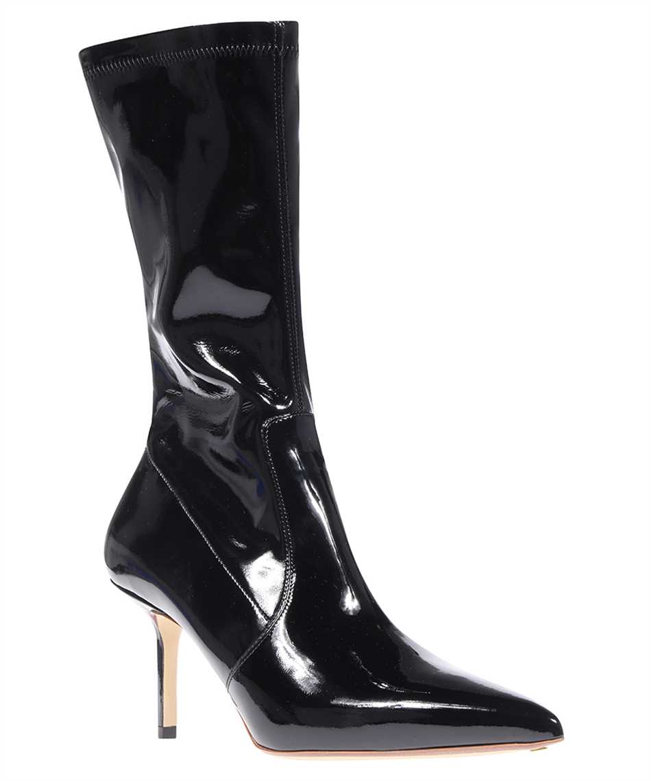 Francesco Russo Patent pointy toe ankle boots Zwart