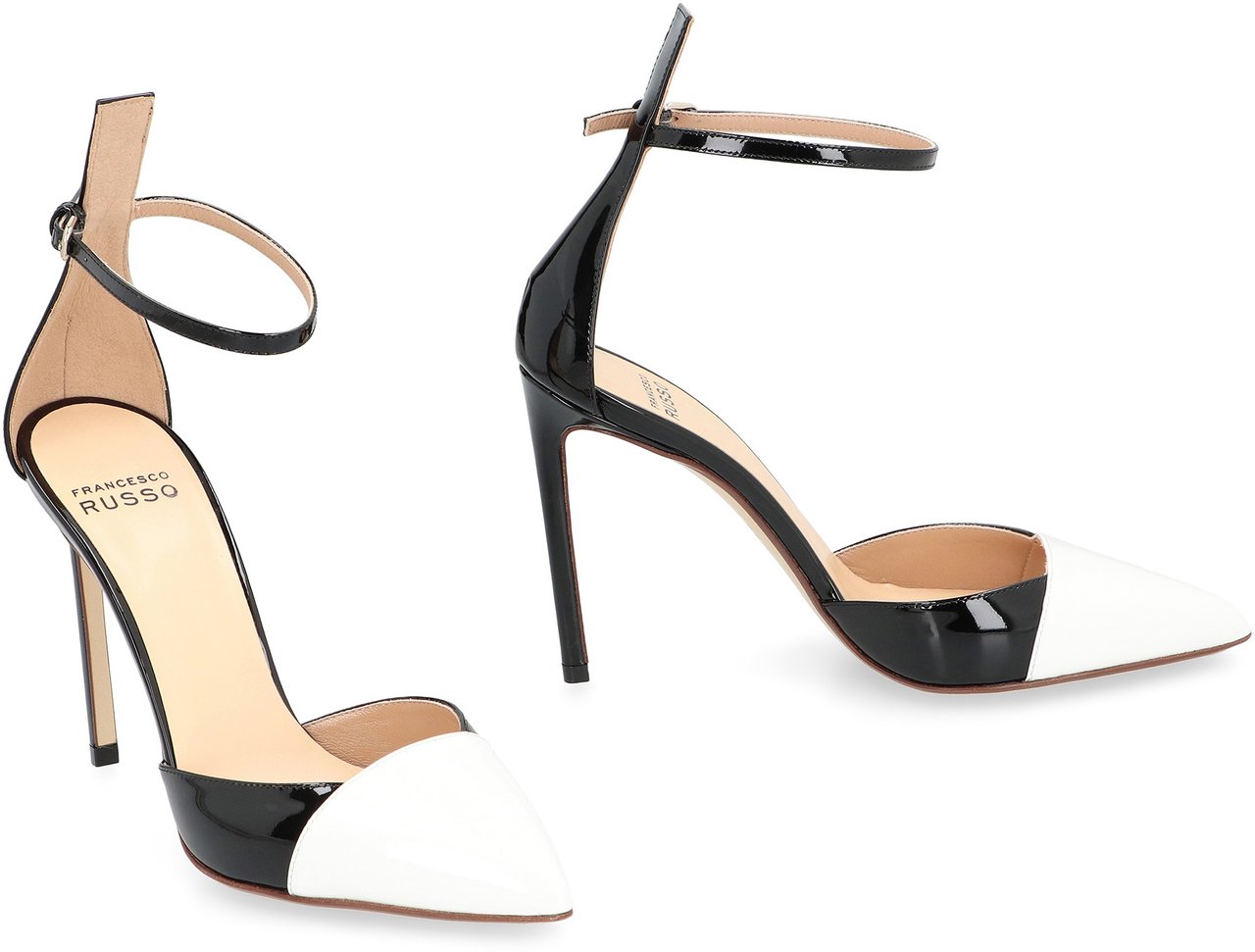 Francesco Russo Patent leather heel sandals Zwart