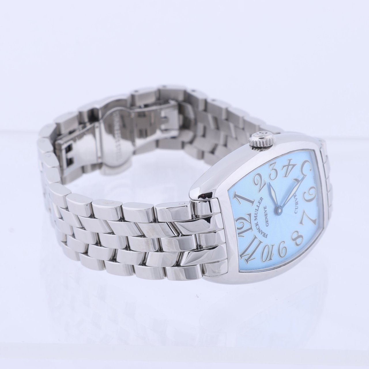 Franck Muller Franck Muller Tonneau Curvex 722 SS QZ Blue-Face Watch Blauw