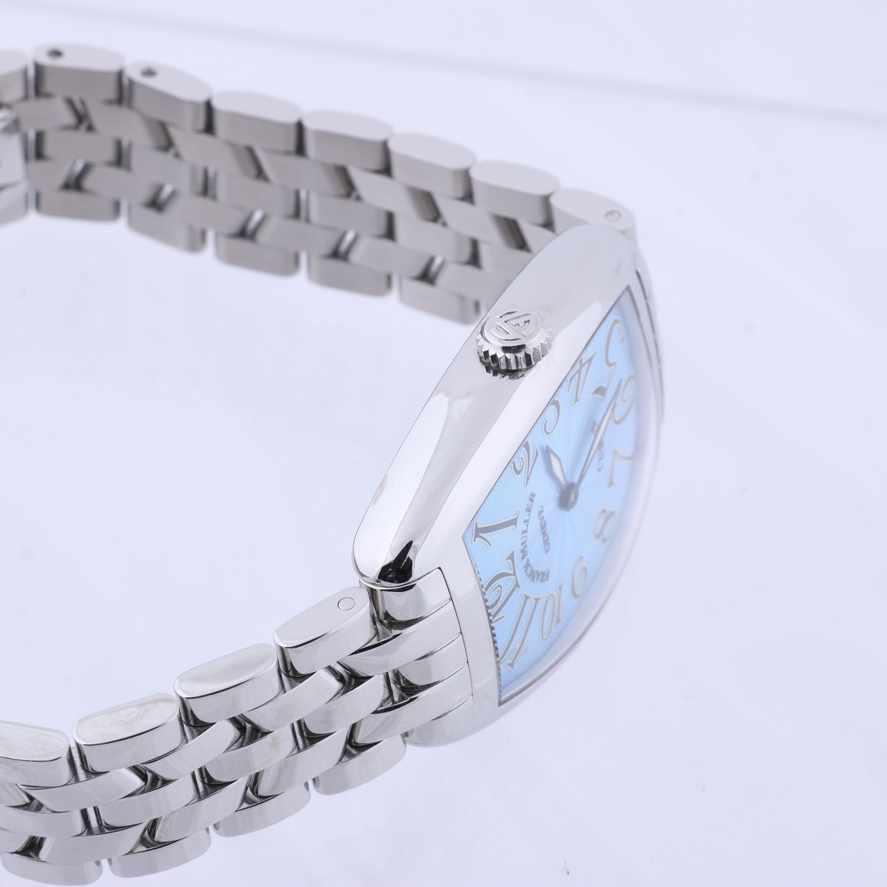 Franck Muller Franck Muller Tonneau Curvex 722 SS QZ Blue-Face Watch Blauw