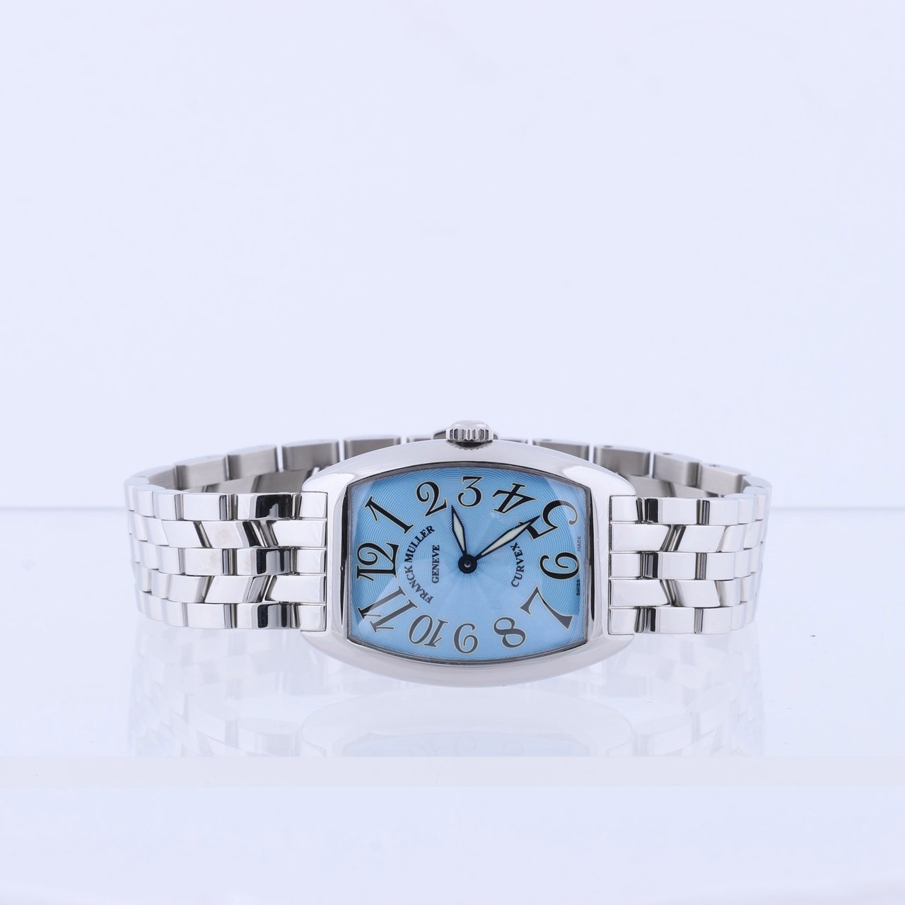 Franck Muller Franck Muller Tonneau Curvex 722 SS QZ Blue-Face Watch Blauw
