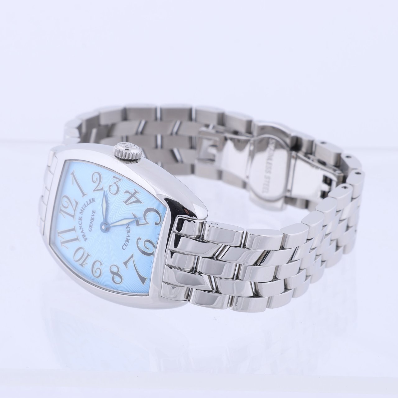 Franck Muller Franck Muller Tonneau Curvex 722 SS QZ Blue-Face Watch Blauw