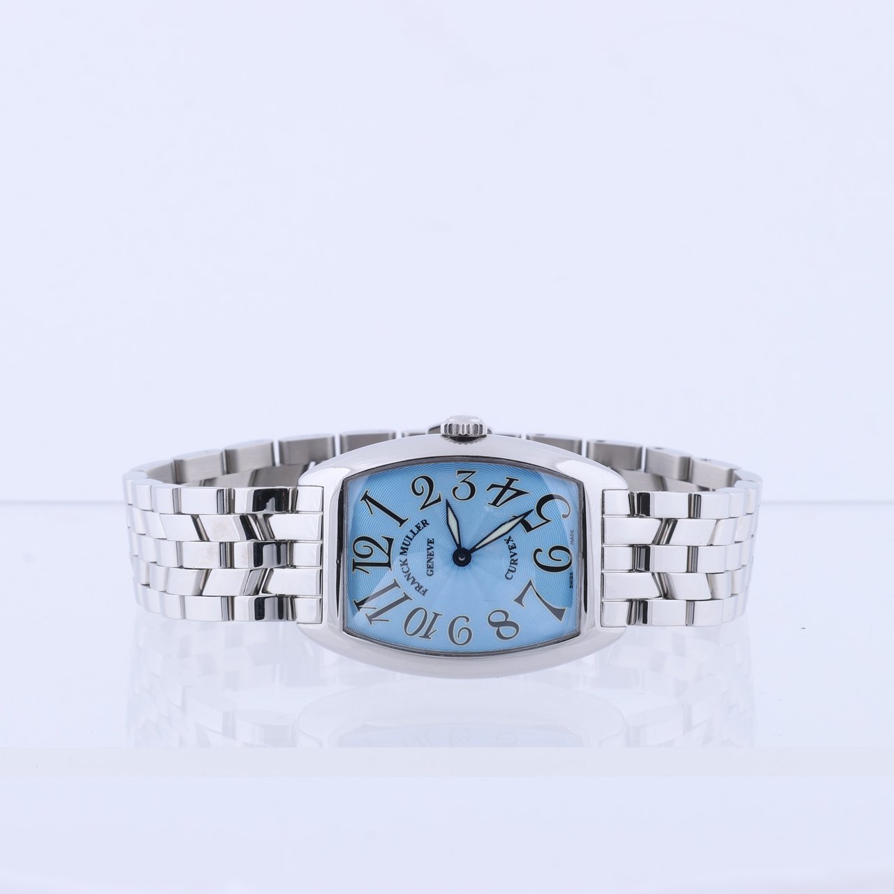 Franck Muller Franck Muller Tonneau Curvex 722 SS QZ Blue-Face Watch Blauw