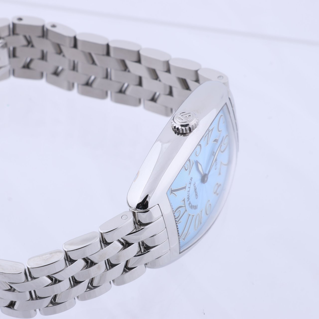 Franck Muller Franck Muller Tonneau Curvex 722 SS QZ Blue-Face Watch Blauw