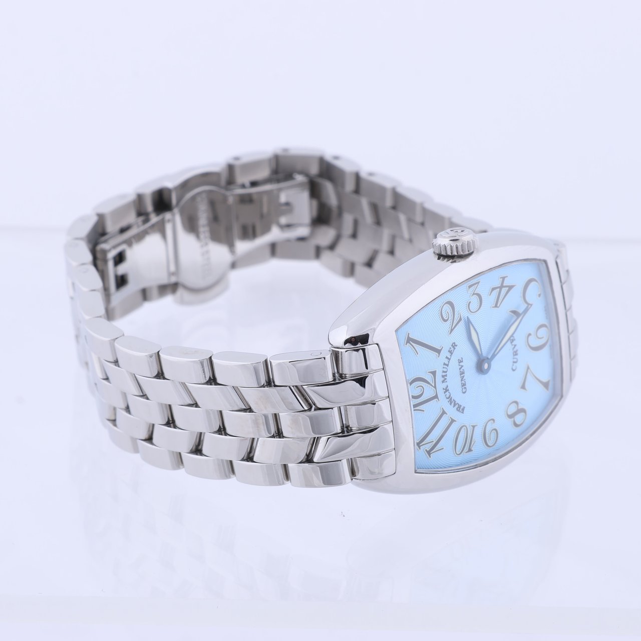 Franck Muller Franck Muller Tonneau Curvex 722 SS QZ Blue-Face Watch Blauw