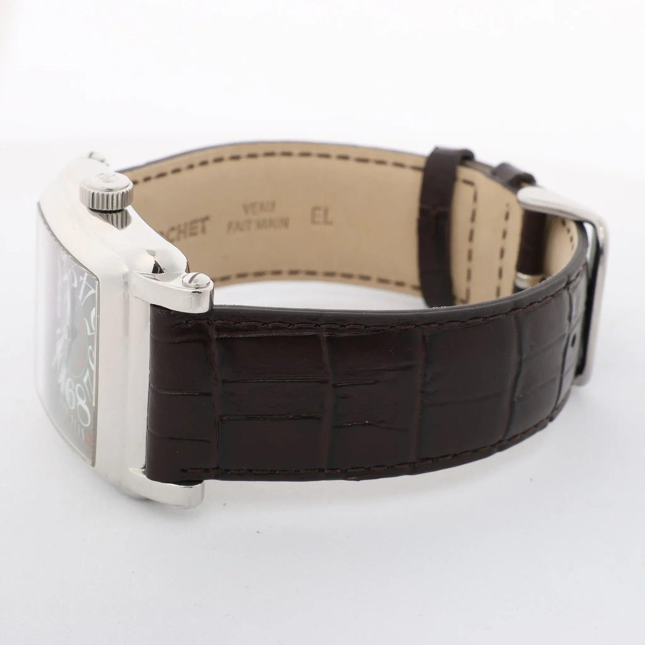 Franck Muller Conquistador 10002MQZ #10 Leather x SS QZ Watch with Brown Dial Bruin