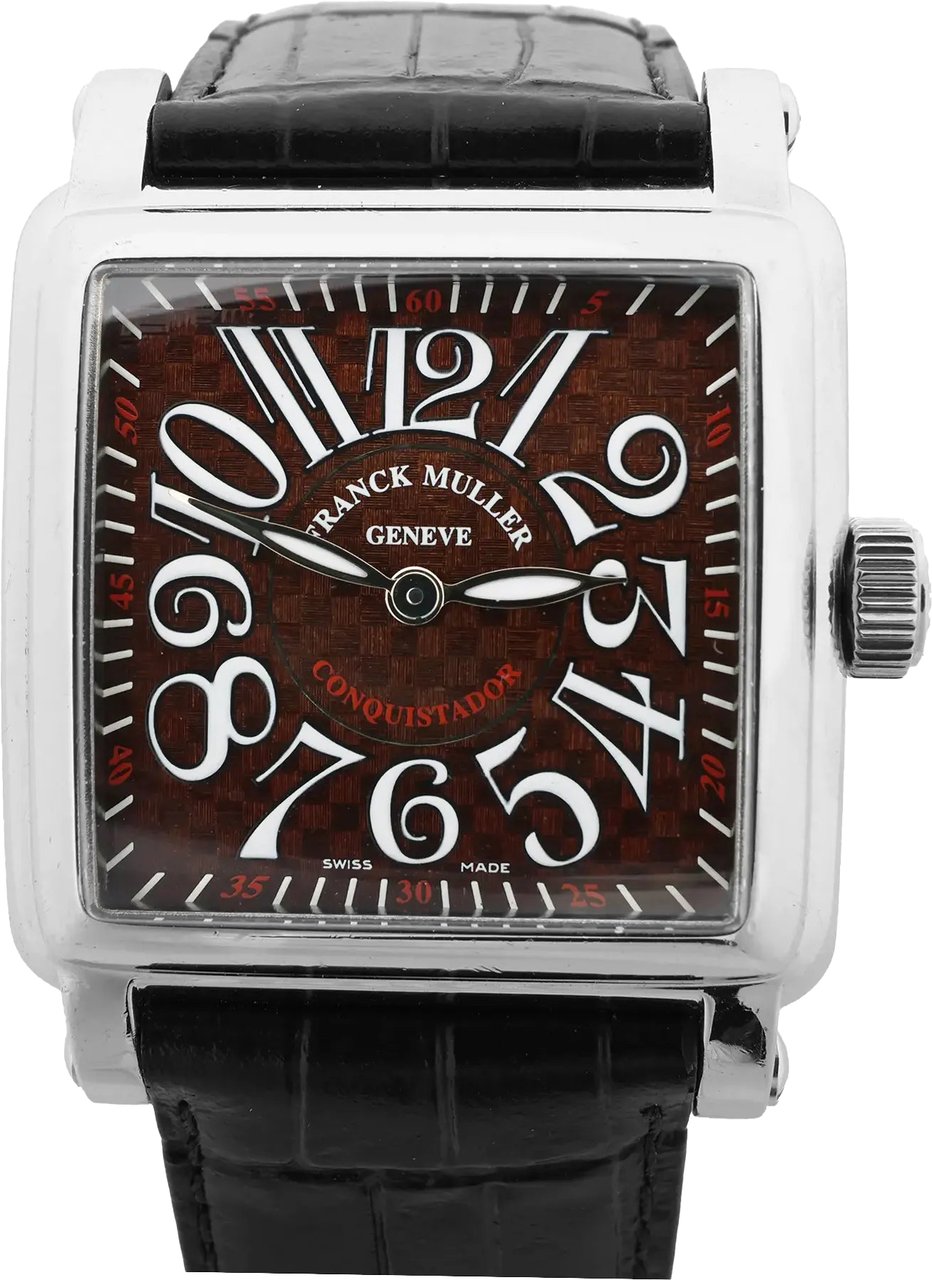 Franck Muller Conquistador 10002MQZ #10 Leather x SS QZ Watch with Brown Dial Bruin