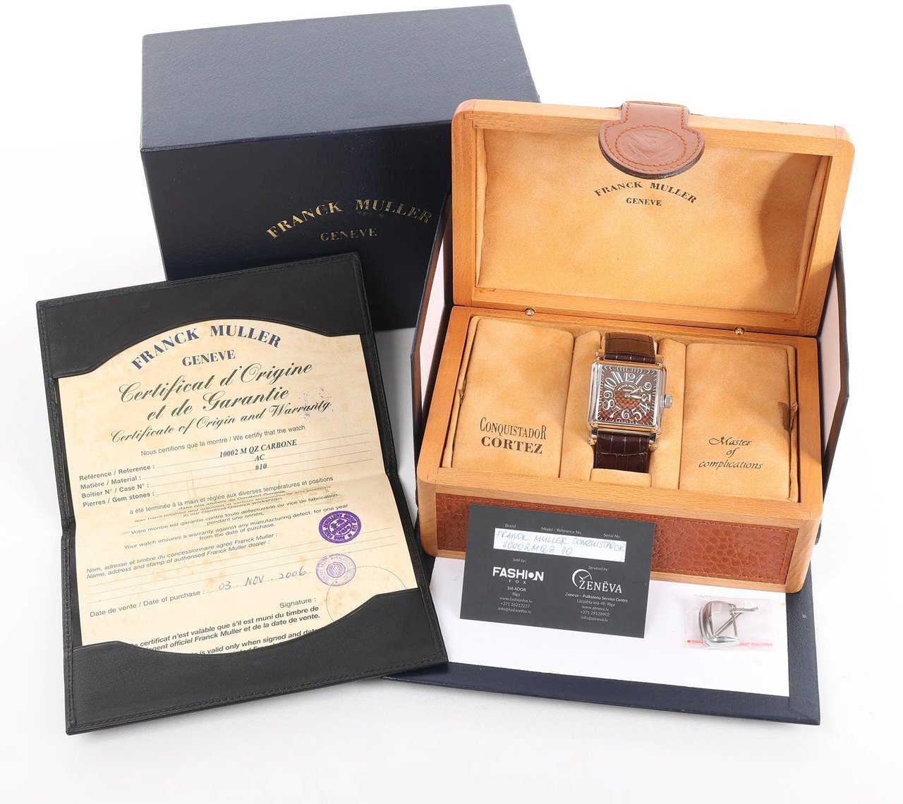 Franck Muller Conquistador 10002MQZ #10 Leather x SS QZ Watch with Brown Dial Bruin