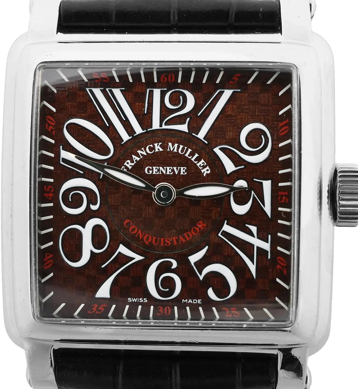 Franck Muller Conquistador 10002MQZ #10 Leather x SS QZ Watch with Brown Dial Bruin