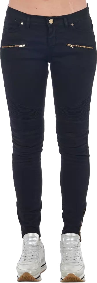Frankie Morello Black Cotton Women Jeans Zwart