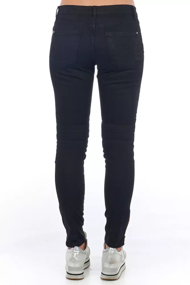 Frankie Morello Black Cotton Women Jeans Zwart