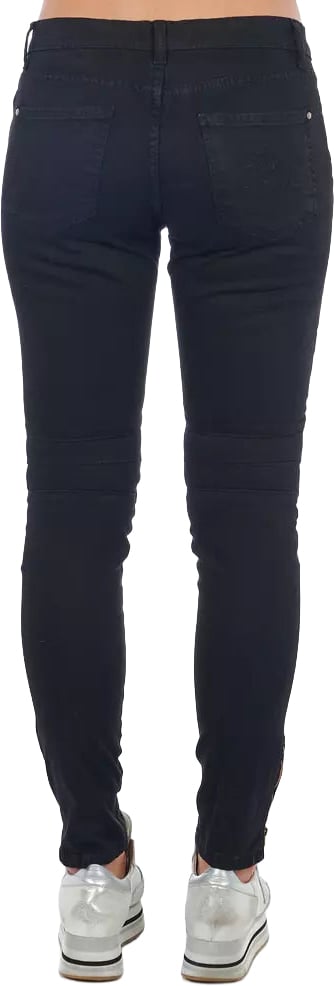 Frankie Morello Black Cotton Women Jeans Zwart