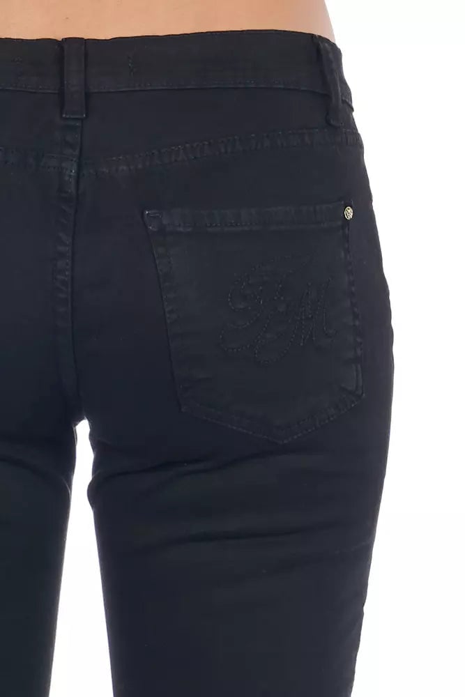 Frankie Morello Black Cotton Women Jeans Zwart