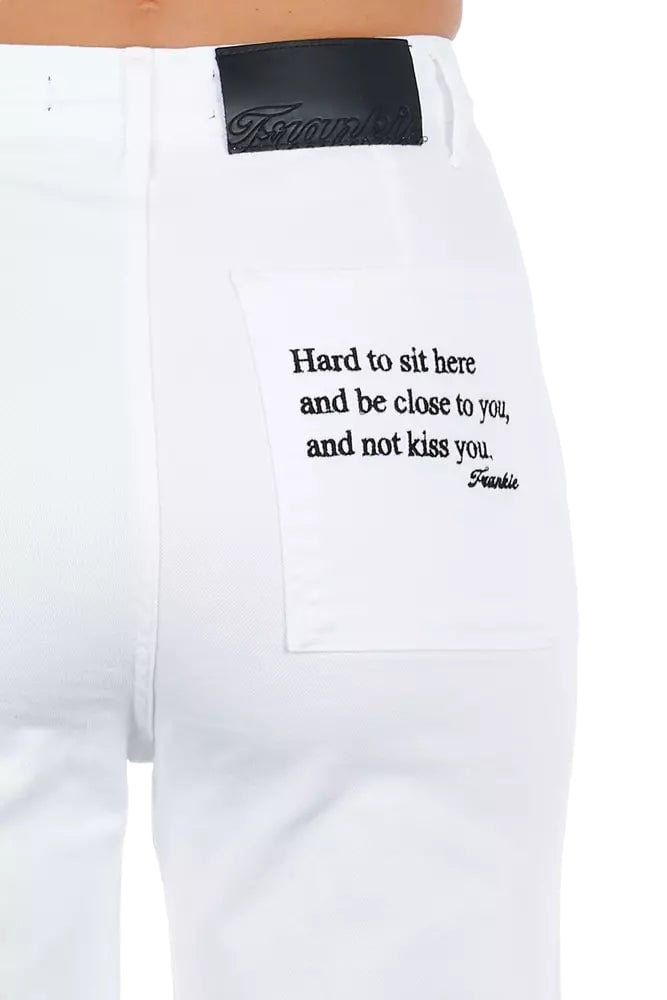 Frankie Morello White Cotton Women Cropped Trouser Wit