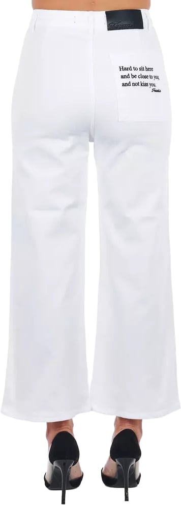 Frankie Morello White Cotton Women Cropped Trouser Wit